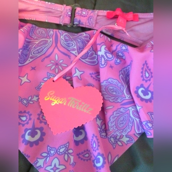 Bikini Sugar Thrillz Bandeau Top Paisley Butterfly 2 Piece XL NWT - Picture 4 of 8